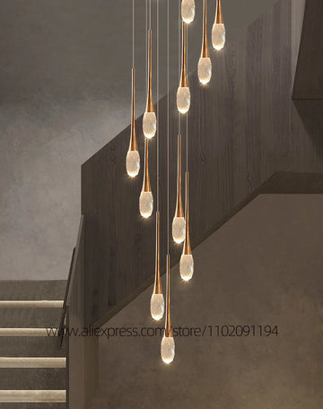 New Chandelier Lighting Ceiling Lamp Led living Room Chandelier Modern Indoor Lustre Hanging Lamp Crystal Staircase Chandelier