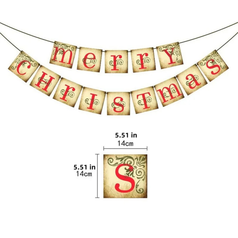 Vintage Christmas Banner Sign, Retro Victorian Style Indoor Decoration, Home Office Fireplace Wall Art, Christmas Decor