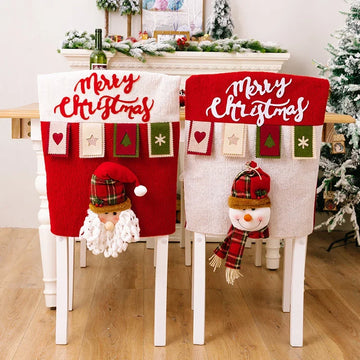 Christmas Decorative Chair Cover Reusable Doll Chair Cover Cartoon 3D Santa/Snowman Decorative Home Party New Year Decoration