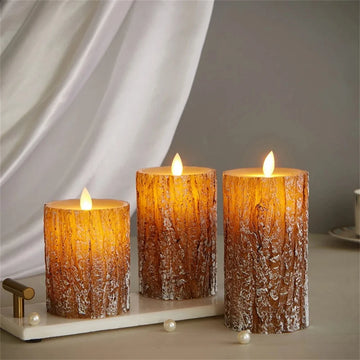 LED Electronic Candle Light Dancing Swinging Wick LED Pine Bark Candle With Remote Control for Wedding Bar Home Party Decoration