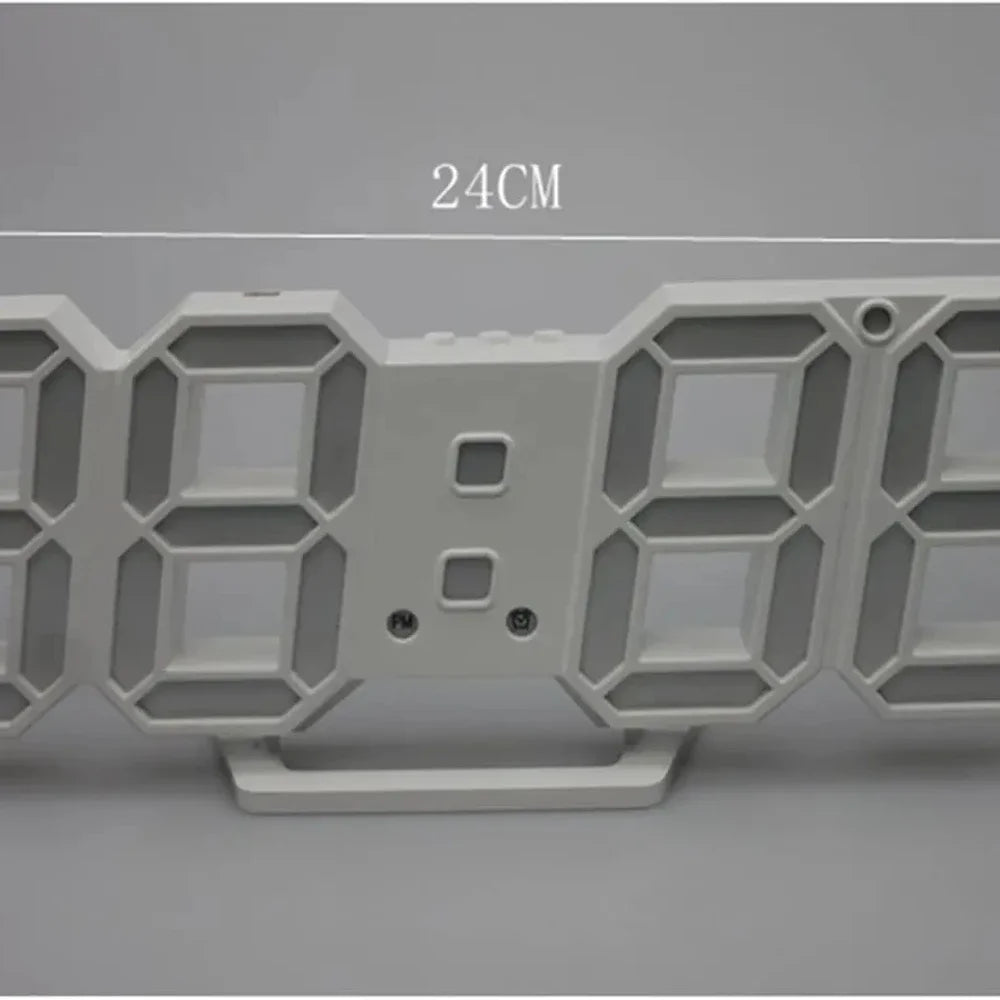 Cyrank Minimalist LED Digital Desk Clock, Digital Alarm 3D Wall Clock for Home Living Room Office (White)