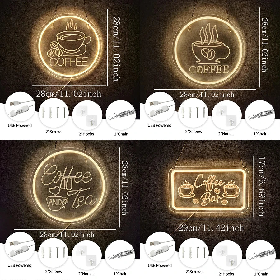 Coffee Series Neon Signs For Wall Decor,Led Neon Lights For Cafe,Home, Bar,Club, Restaurant,Party,Cafe Shop,Christmas Gift