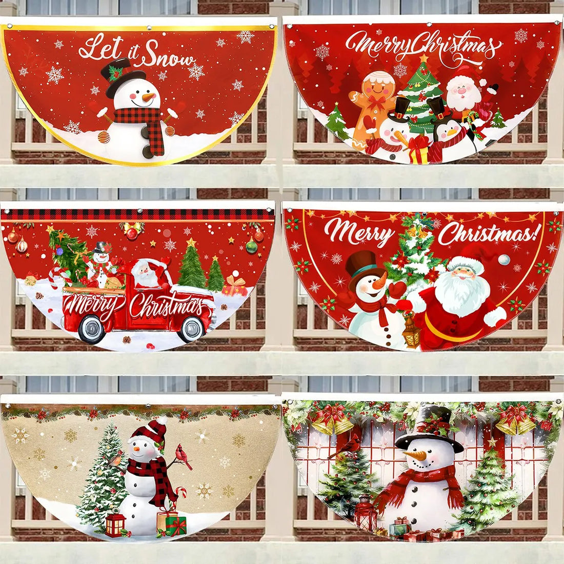Christmas Outdoor Fan-shaped Flag Banner Christmas Decor for Home 2024 Cristmas Drop Ornament Xmas Navidad Gift New Year 2025