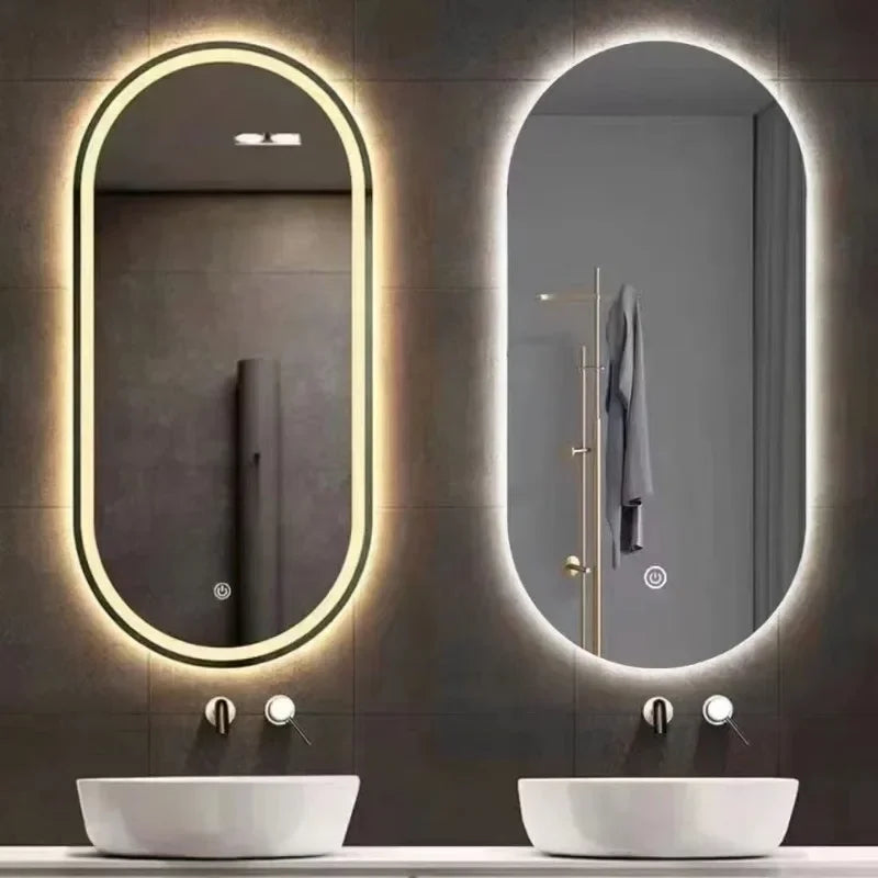 Fashion Oval Smart Mirror Defogging Bathroom Mirror with Light Led Vanity Mirror Wall Hanging Full Body Mirror Shower Mirror