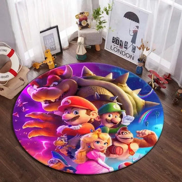 MINISO Apanese Anime Super Mario Carpet Floor Mat Crawling Soft Rug Children Game Round Non-slip Rugs Home Bedroom Decoration