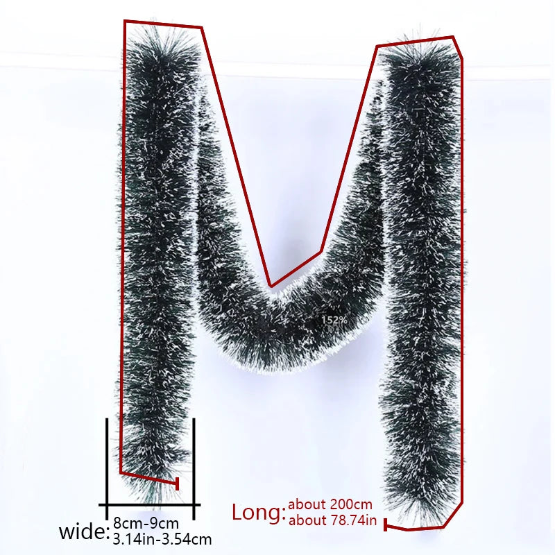 1PC About 2M Christmas Garland Home Party Wall Door Decor Christmas Tree Ornaments Tinsel Strips with Bowknot Party Supplies