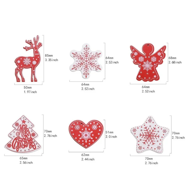 10PCS Wooden Ornaments for Christmas Tree Christmas Ornament Sets Christmas Tree Hanging Ornament Decoration