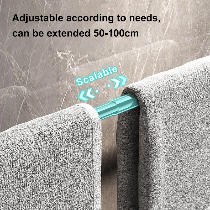 50-100cm Suction Cup Wall Mounted Slipper Towel Rack Non Perforated Bathroom Kitchen Storage Rack Bathroom Double Single-Pole
