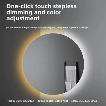 Round Mirror Wall-mounted Smart Bathroom Mirror Led Touch Screen High Definition Anti-fog Luminous Wall-mounted Mirror