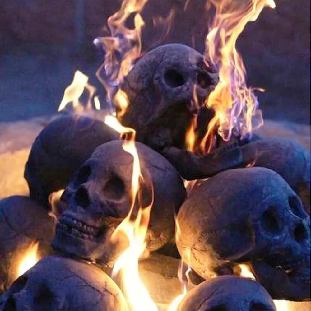 Halloween Simulation Skull Heads Skeleton Props Fireplace Barbecue Ceramic Ornaments Happy Halloween Ghost Festival Party Decor