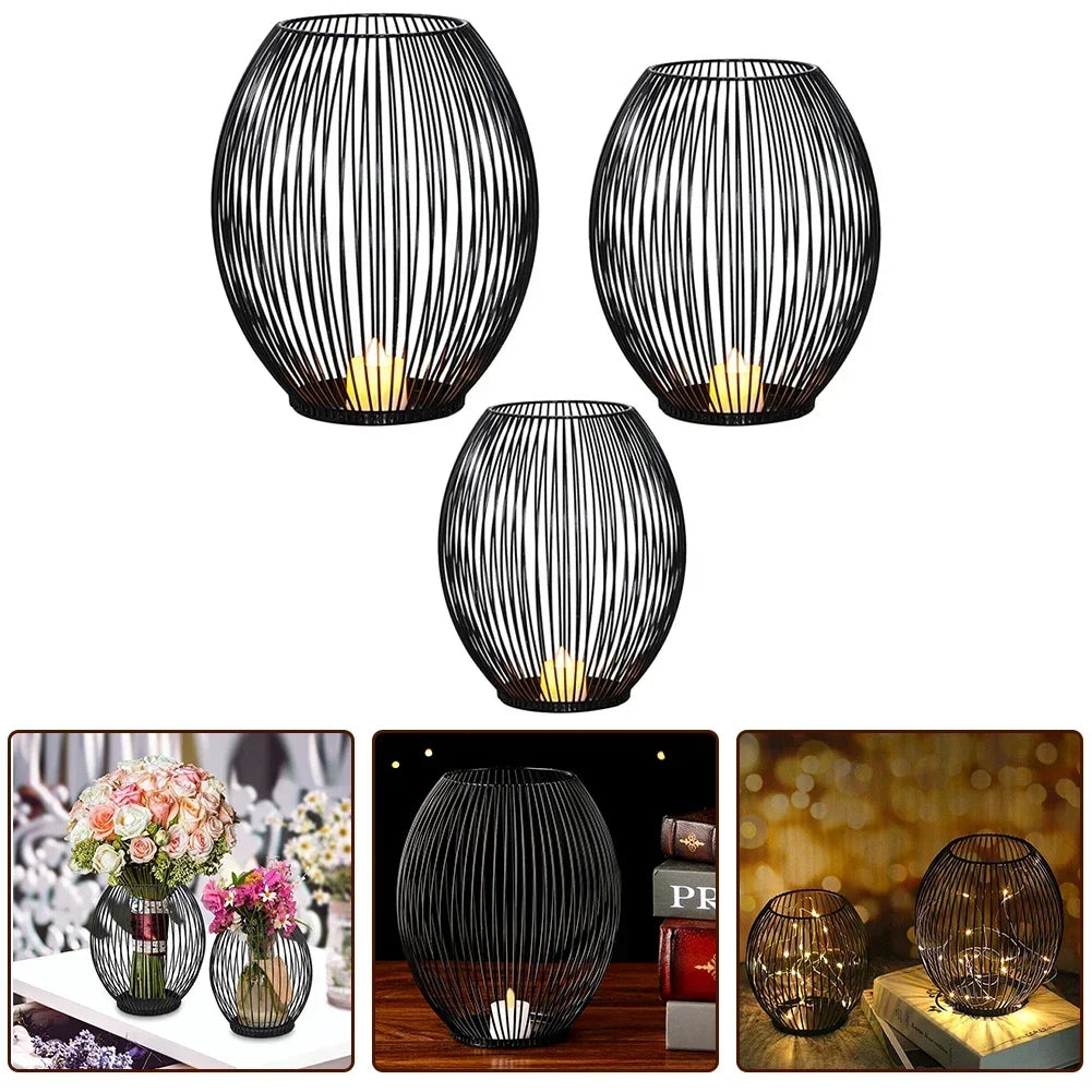 Specification Wide Range Birthdays Meditation Black Hollow Home Decor Wire Lantern Candle Holder Iron Multiple S