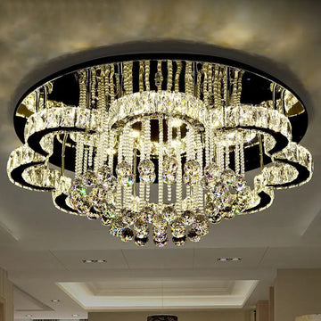 Crystal Ceiling Lamp Modern Minimalist Pendant Villa Living Room Lamp Led Lighting Square Round Ceiling Chandelier Lustre Lamp