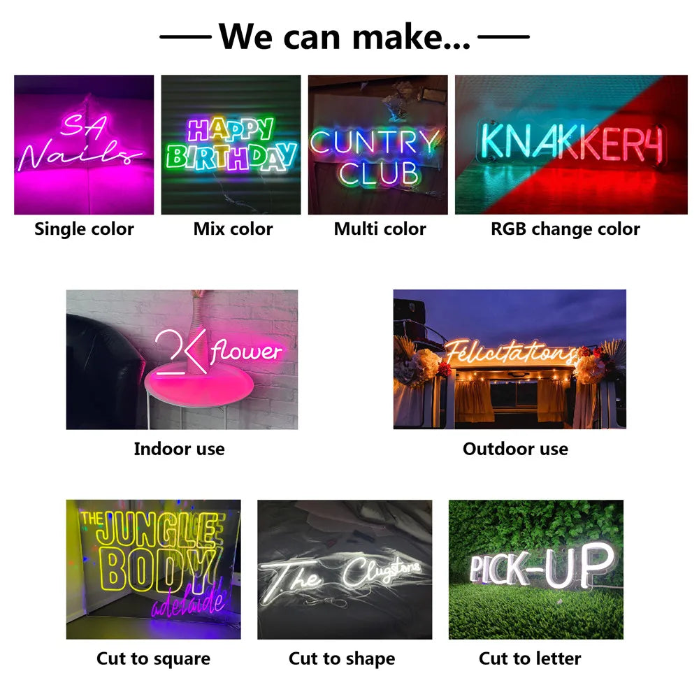 Custom Neon Sign Personalized Text Logo Names Customized LED Neon Signs Birthday Wedding Party Bar Coffee Wall Light Decoration