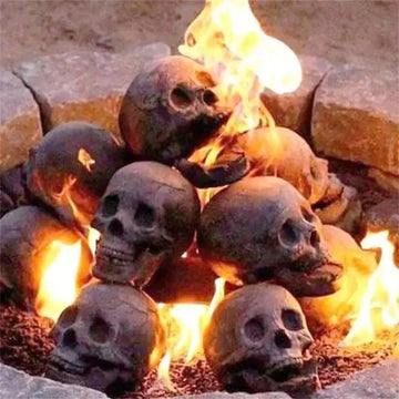 Halloween Simulation Skull Heads Skeleton Props Fireplace Barbecue Ceramic Ornaments Happy Halloween Ghost Festival Party Decor