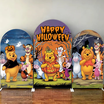 TB Happy Halloween Theme Arch Backdrop Cover Winnie The Pooh Kids Birthday Party Baby Shower Background Wall Decoration Supplies