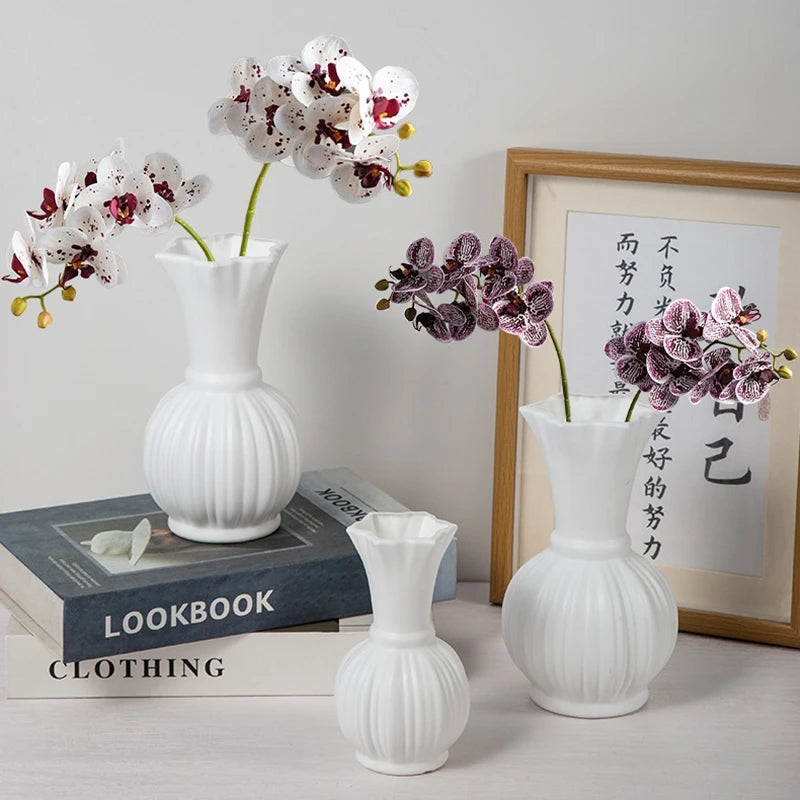 Plastic White Vase Modern Flower Vases for Table Centerpiece Flowerpot Plants Bottle Aesthetic Decorative Vases Home Decor