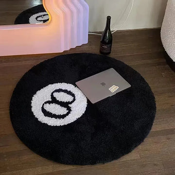 VIKAMA Imitation Cashmere Slocum Black 8 Mats Round Bedroom Carpet Living Room Bedroom Cushion Room Decoration Prayer Rugs