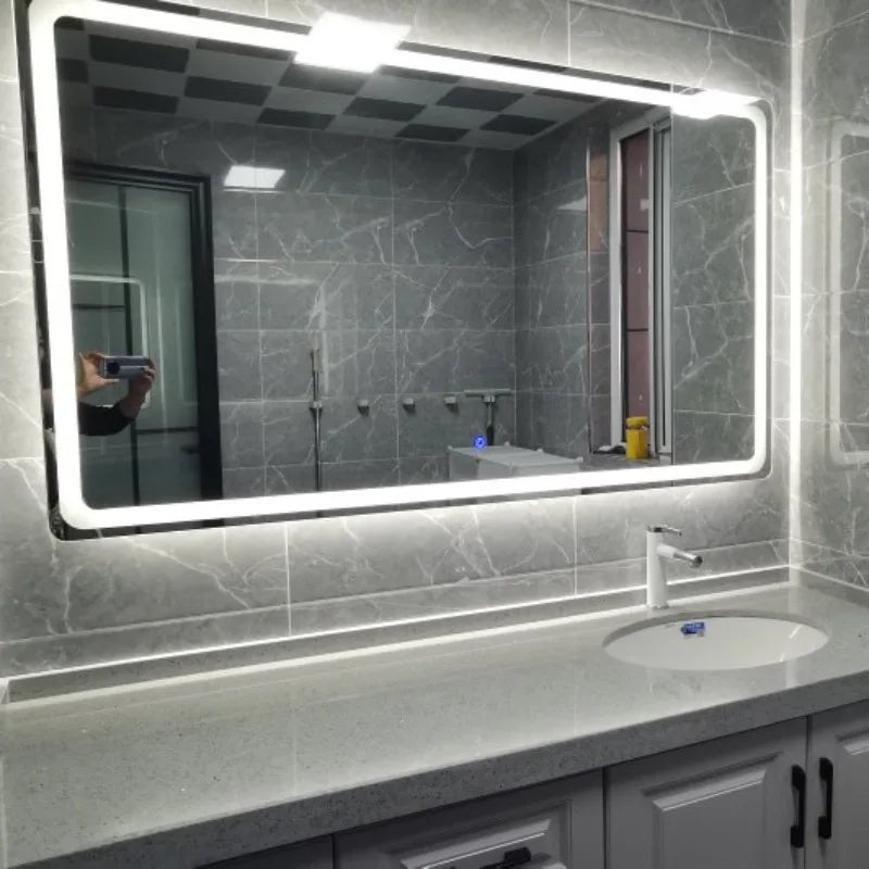 Bathroom Smart Mirror Toilet Toilet Toilet Mirror LED Light Mirror Makeup Defogging Human Body Induction Touch Screen Smart