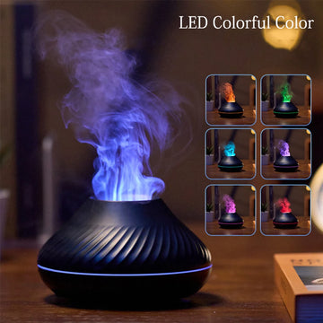 Volcanic Flame Aroma Diffuser Essential Oil Lamp Use Electric Air Humidifier Cool Mist Maker With LED Night Light For Home