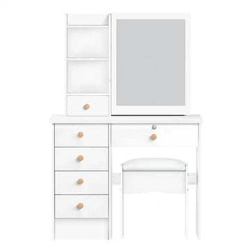 Makeup Vanities Vanity Desk with Sliding Mirror, Bedroom Dressing Table, Makeup Desk with 6 Drawers Bedroom Furniture