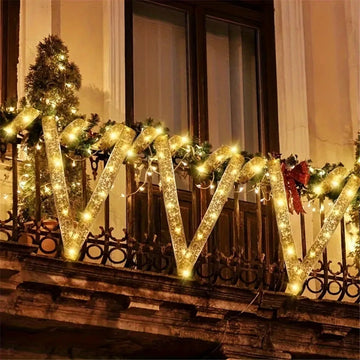 2-10M Christmas Bow Decoration Golden Christmas Ribbon Fairy String Lights for Home Party Christmas Tree and Gift Decor