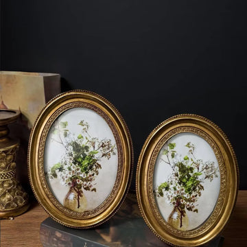 Retro Oval Photo Frame Table Living Room Sofa Bedroom Decoration Picture Frame Photo Frame Wall Decoration Ornament Ornament