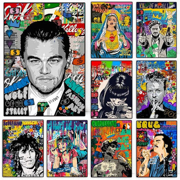 Graffiti Pop Canvas Painting Scarface Street Movie Wall Art Mona Lisa Abstract Protrait Posters And Prints Home Decor Mural