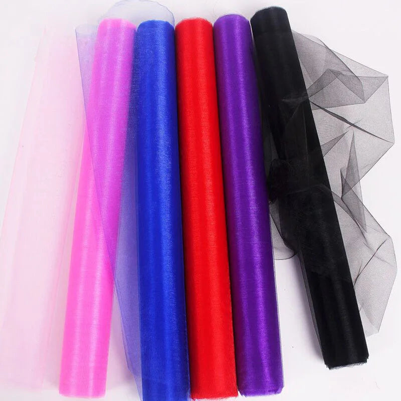 48CM*5M White Snow Yarn For Wedding Arches Sheer Crystal Organza Tulle Fabric Outdoor Wedding Birthday Party Decoration 5Z