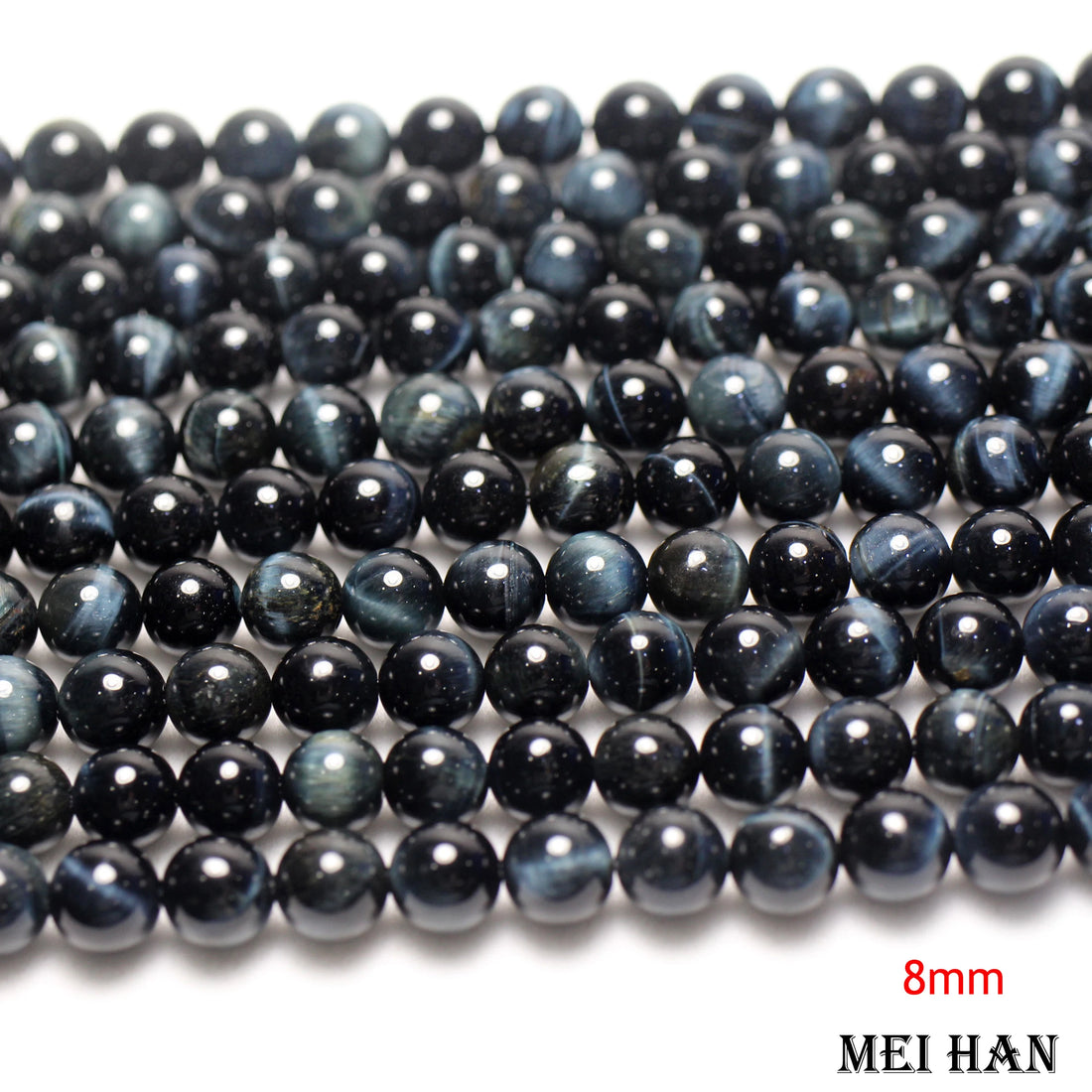 Meihan Natural  Hawk's eye 6-12mm smooth round beads stone for jewelry making design diy gift wholesale