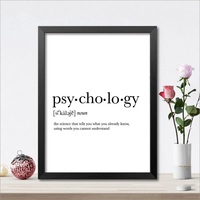 Psycholog Gifts Poster Print Funny Definition Psychology Quote Canvas Painting College Dorm Room Wall Art Minimalist Home Decor