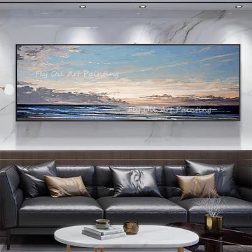 100% Handmade High Quality large size landscape ocean blue sky Oil Paintings Wall Pictures Art Wall Artwork For Home Decoration