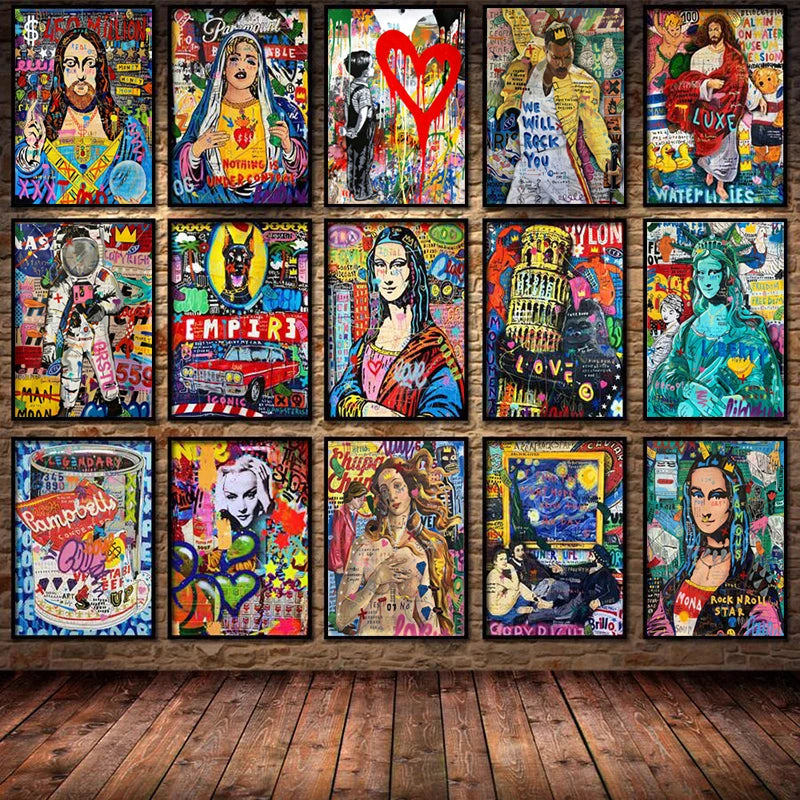 Modern Graffiti Wall Art Figure Canvas Paintings Abstract Posters and Prints Wall Art Picture for Living Room Wall Decor Cuadros