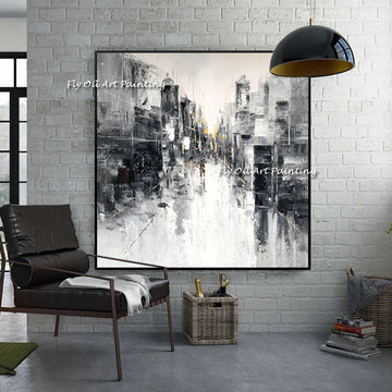 100% Handmade  City View Abstract Painting  Modern Art Picture For Living Room Modern Cuadros Canvas Art High Quality