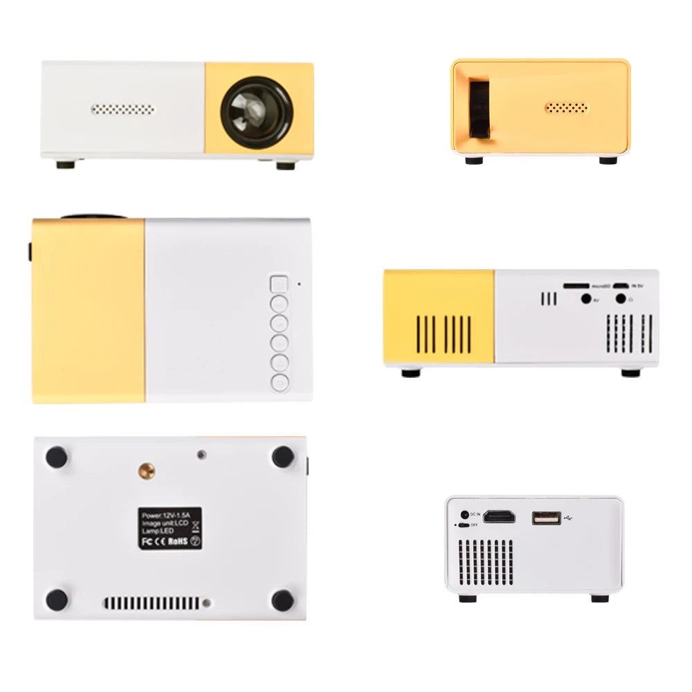 Salange YG300 Mini LED Projector Yg300 Upgraded Version 600 lumen 320x240P HDMI-compatible USB Audio Home Media Player Beamer