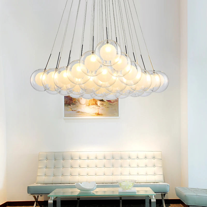 Modern LED Ceiling Chandelier Living Dining Room Children's Bedroom Loft Pendant Light Fixtures Glass Ball Bubbles Hanghing Lamp