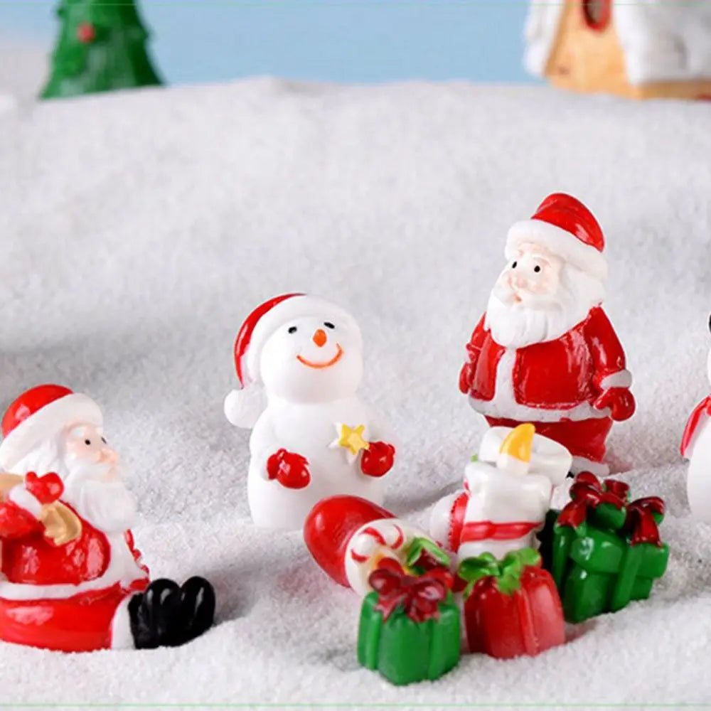 New Christmas Old Man Snowman Micro Landscape Snow Scene Train Box Christmas Socks Small Gift Bell Resin Decoration
