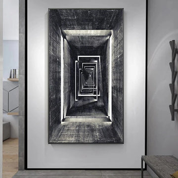 Retro Abstract Geometric Space Canvas Paintings Visual Art Wall Infinite Corridor Posters and Prints Picture Cuadros Home Decor
