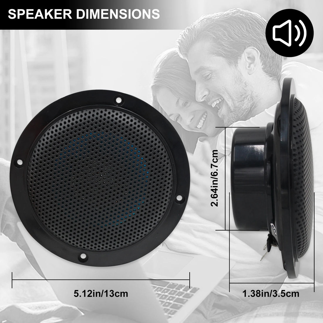 Herdio 4'' 160W Waterproof Marine Bluetooth Ceiling Speaker Background Music System In-Ceiling Speaker For Boat Bathroom Home
