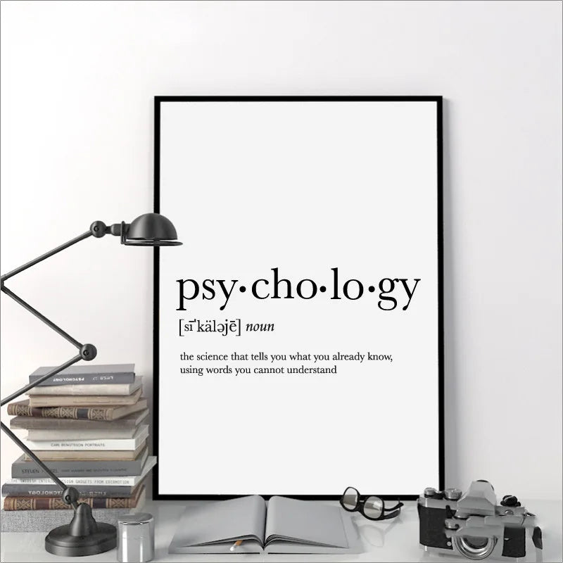 Psycholog Gifts Poster Print Funny Definition Psychology Quote Canvas Painting College Dorm Room Wall Art Minimalist Home Decor