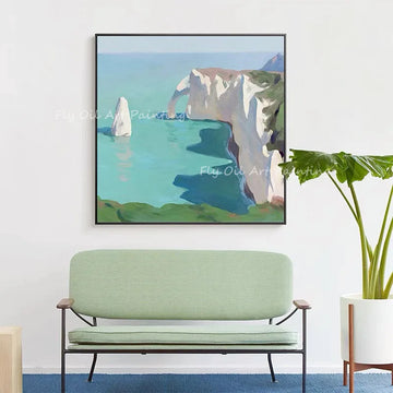 100% hand painted blue ocean landscape oil painting large size handmade abstract art decorative no frames artwork as a gift