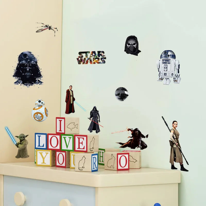 3D Star Wars Wall Stickers For Kids Rooms Death Star Art Decals Children computer Wallpaper poster Boy's Room Decor Movie Poster