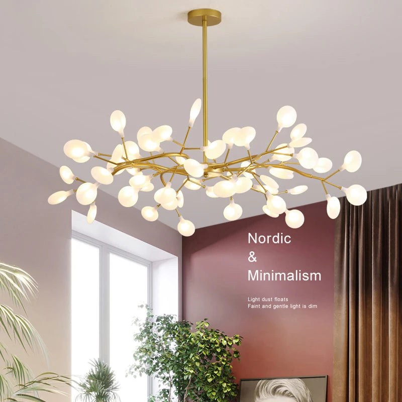 Modern Nordic gorgeous LED chandelier ceiling lamp for living room bedroom golden 54-head G9 bulb indoor luxury home decoration
