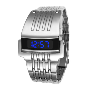 Free Shipping 2020 Led Digital Watches Men Sports Watches Black Stainless Steel Electronic Watches Fashion LED Big Wrist Watches