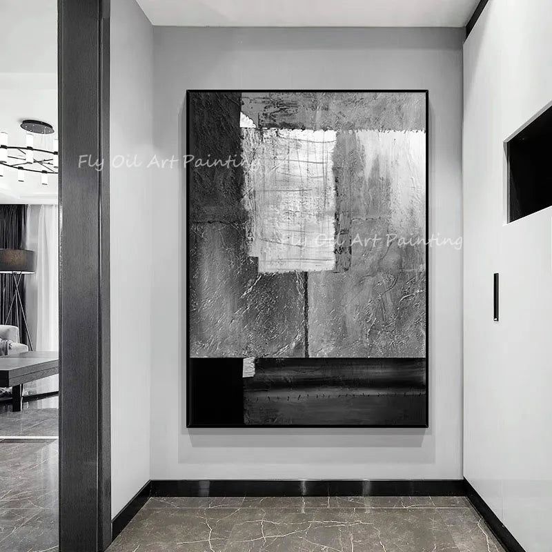 100% Handmade grey and black landscape abstract Art Oil Paintings Wall Pictures Art Wall Artwork For living Room Decoration