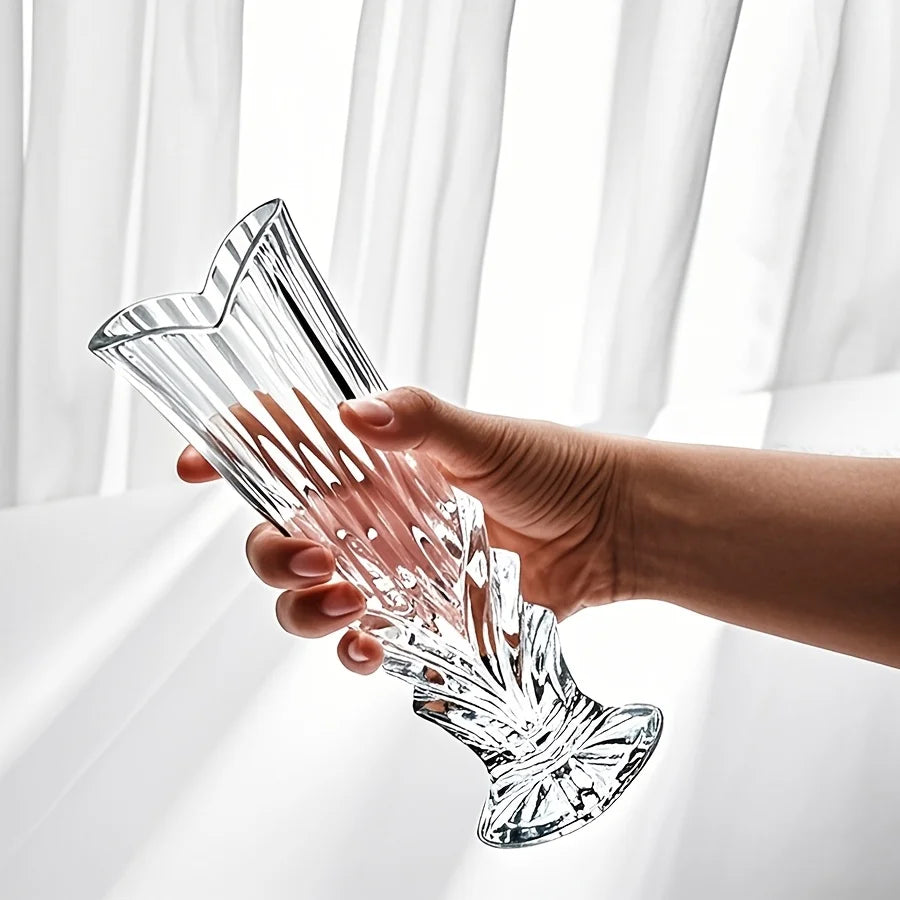 Art Deco Glass Vase Transparent Glass Art Deco Style Vase - Oblong Shape Japanese INS Decor Creative Tabletop Aqua Plant Holder