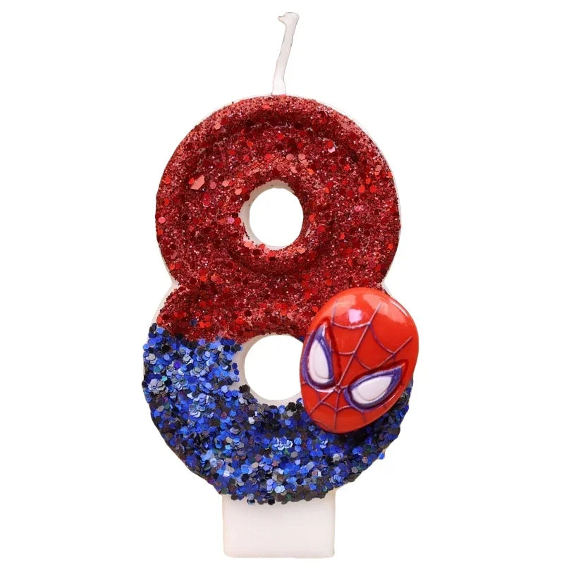 Superhero SpiderMan Fun Figure Candle Cute Cartoon Pattern 0-9 Party Birthday Candle Cake Decoration Children Party Gift