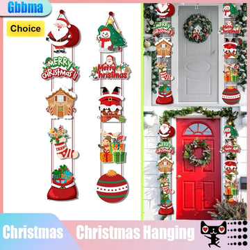 2026 Merry Christmas Hanging Door Banner Santa Claus Snowman Couplet Christmas Decorations， Fashion christmas ornaments
