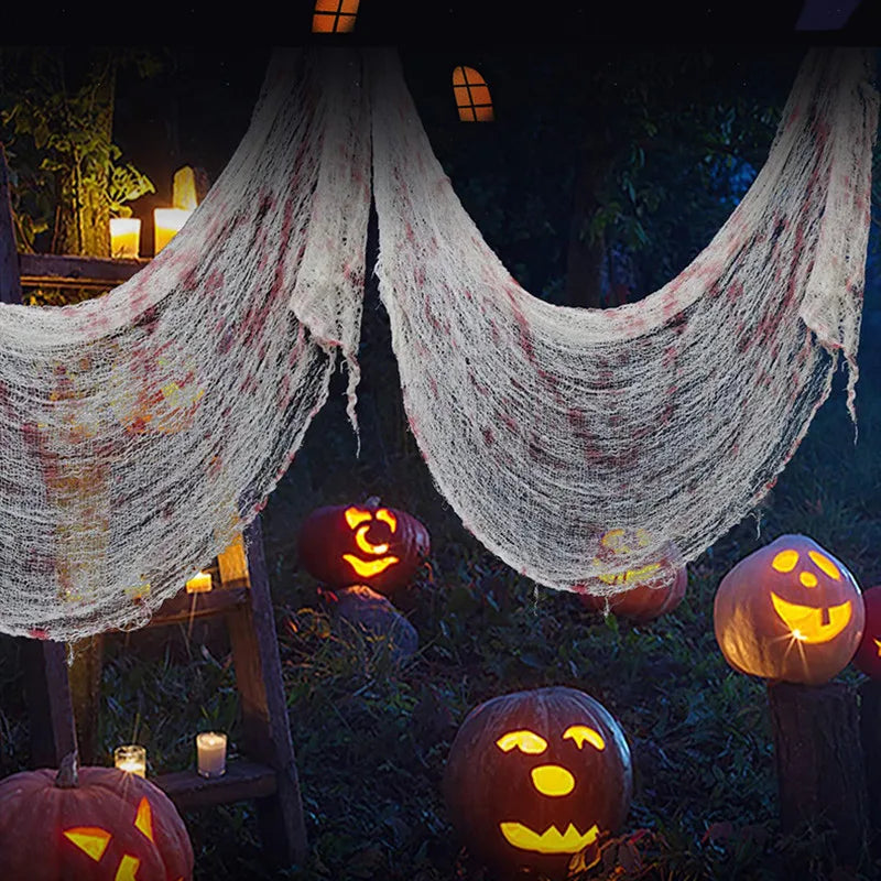 Halloween Decoration White/ Black Gauze Artificial Spider Web For Haunted House Decor DIY Creepy Cloth Home Decor Party Props