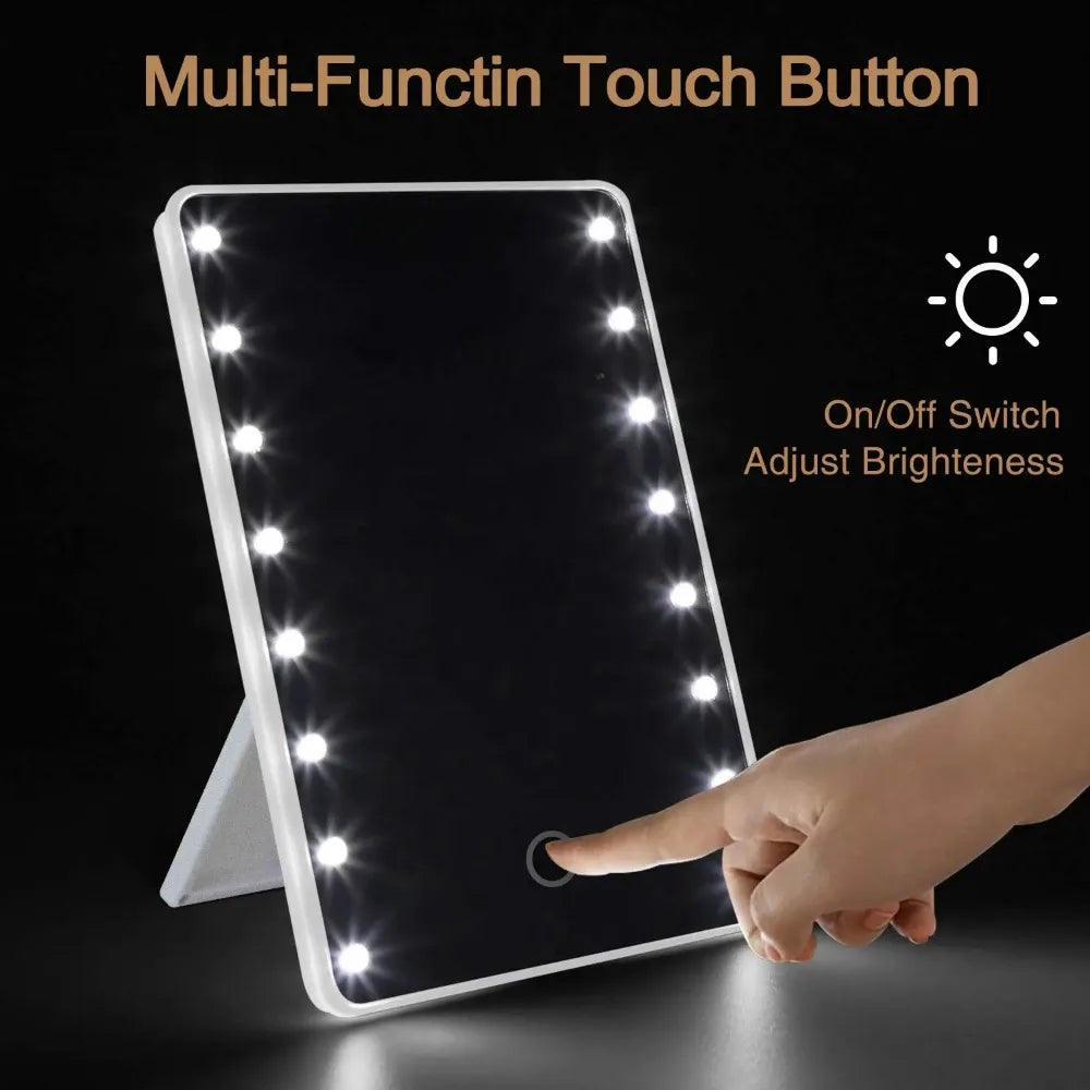 Vanity Makeup Mirror With lights Cosmetic Mirror Touch Switch Portable USB Charge or Battery Power Folding Stand Travel Handheld