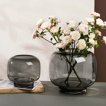 Ins Style Circular Large Belly Glass Vase Simple and Creative Hydroponic Flower Container Living Room Flower